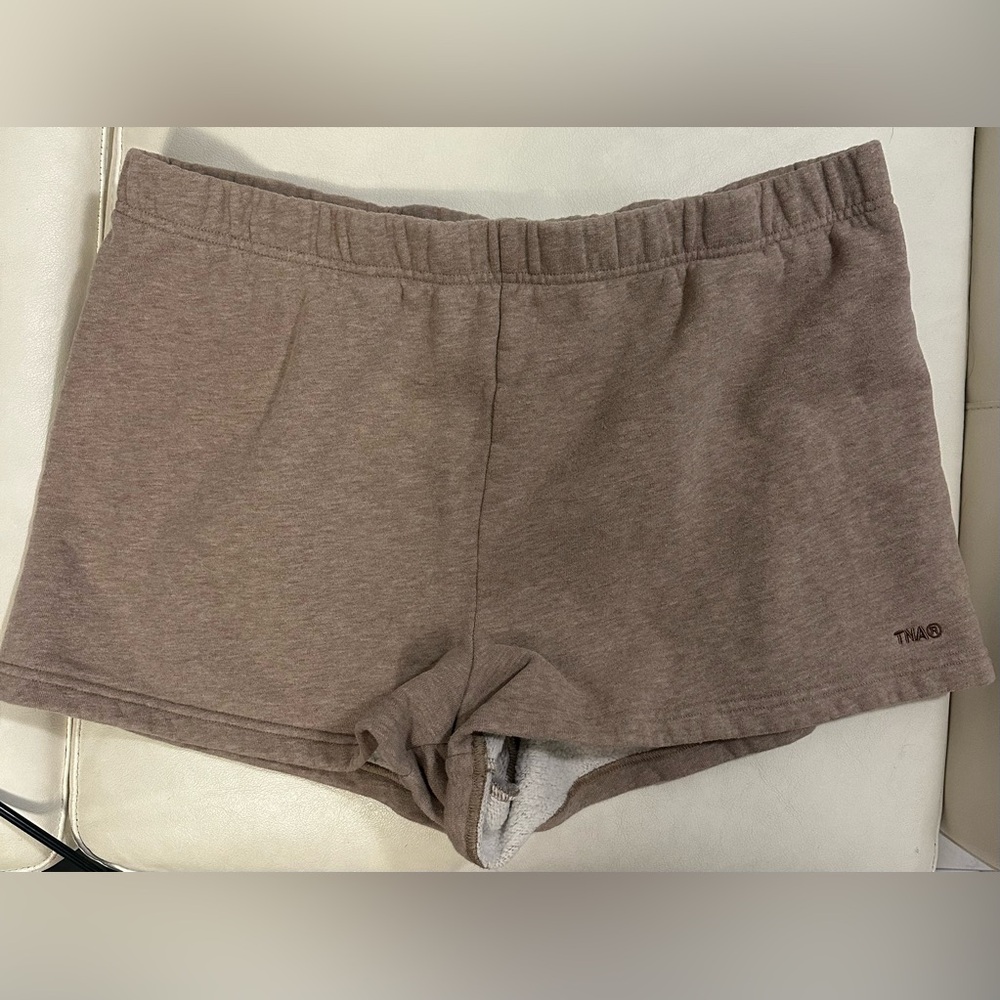 TNA Women's Sweatfleece Lounge Shorts in Taupe Brown